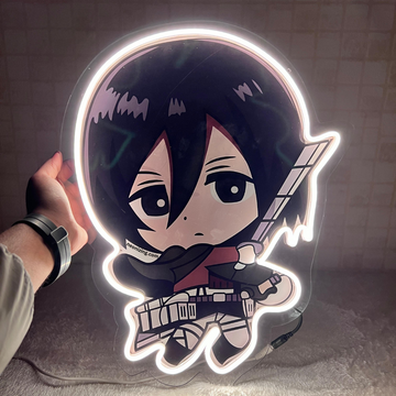 Baby Mikasa Neon Artwork - Luminous Baby Mikasa Silhouette for Fans (Big Size)