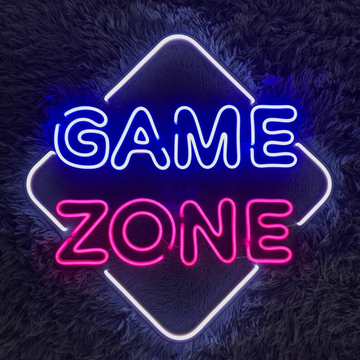 Game Zone Neon Sign - Neon Thrills Await 21 by 21 Inches