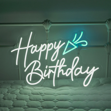 Happy Birthday Neon Sign- Neon Sign for Stylish Celebrations! 12 by 24 Inches