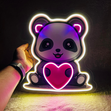 Cute Panda Neon Artwork - Radiate Panda Love in Neon