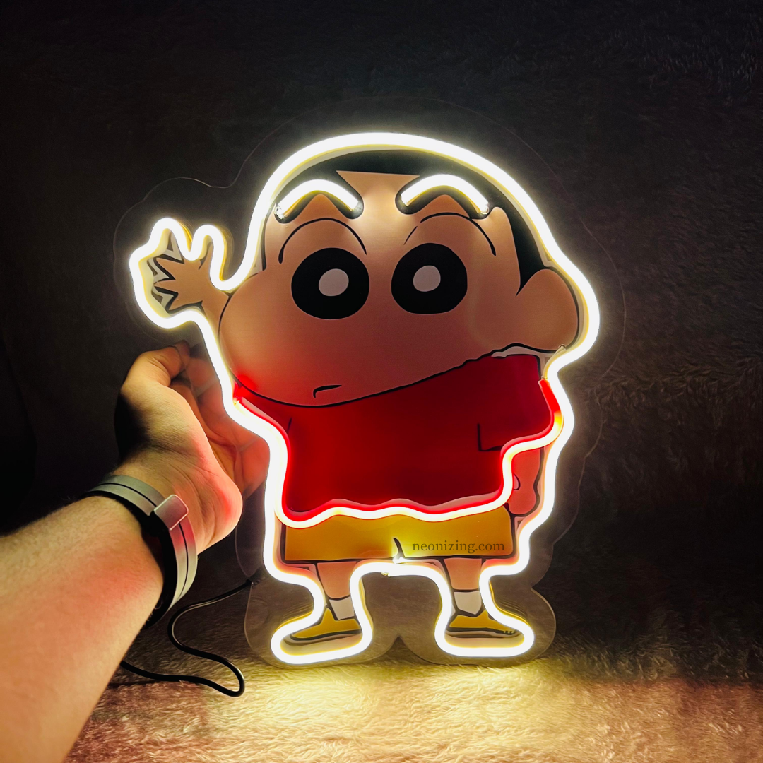Shinchan Neon Artwork - Playtime with Shinchan in Neon - Neonizing Shinchan Neon Artwork - Playtime with Shinchan in Neon - Neonizing