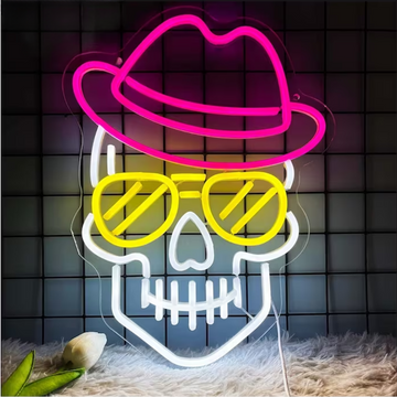 Trippy Skull Neon Sign - Neon Trip with Skull Vibes