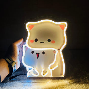 Cute Peach Goma Neon Artwork - Sweet Peach Whispers