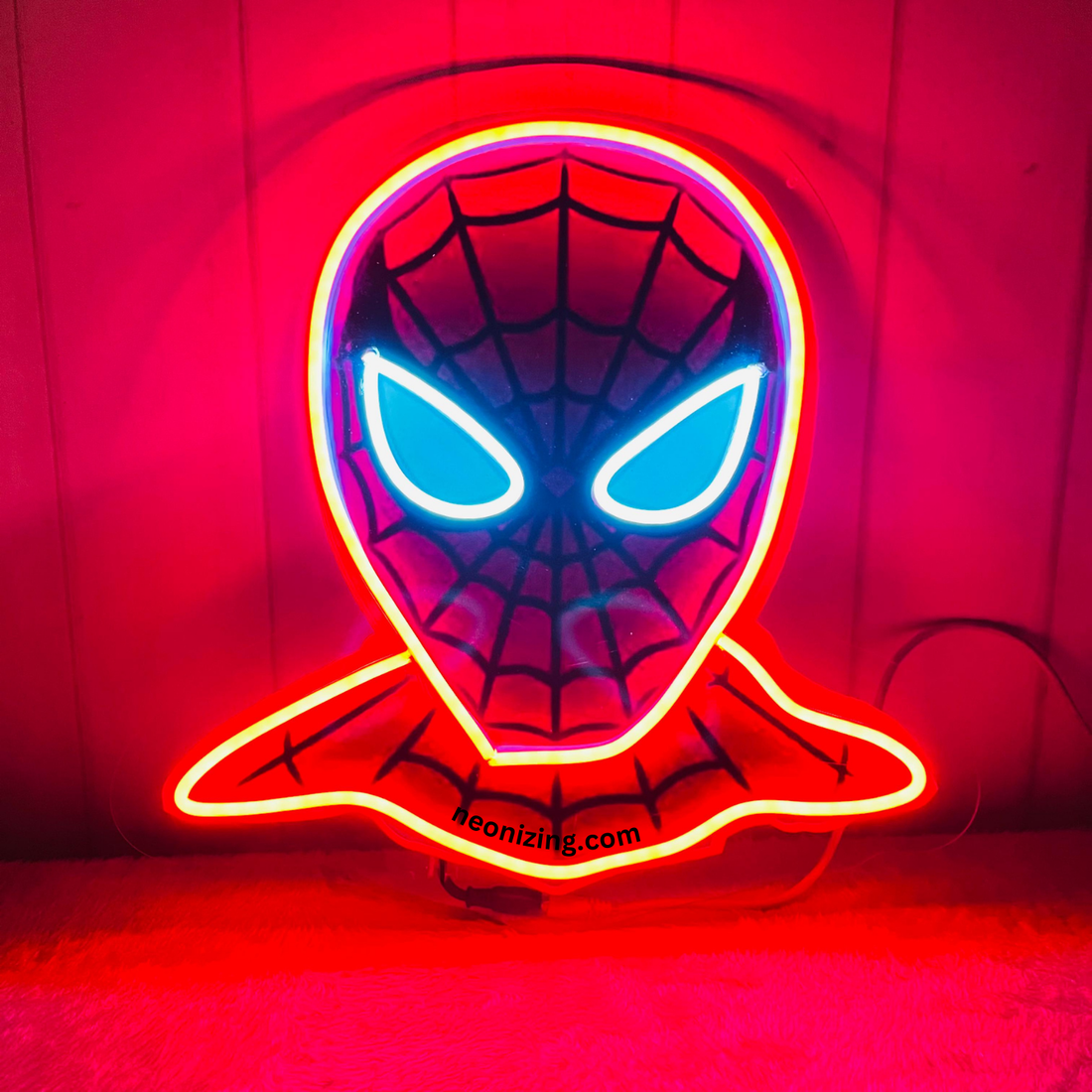 Spiderman Neon Artwork - Light Up Your Space with Web-Slinging Vibes!