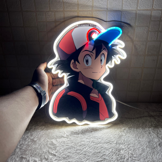 Ash Neon Artwork: Pokemon Trainer's Glow