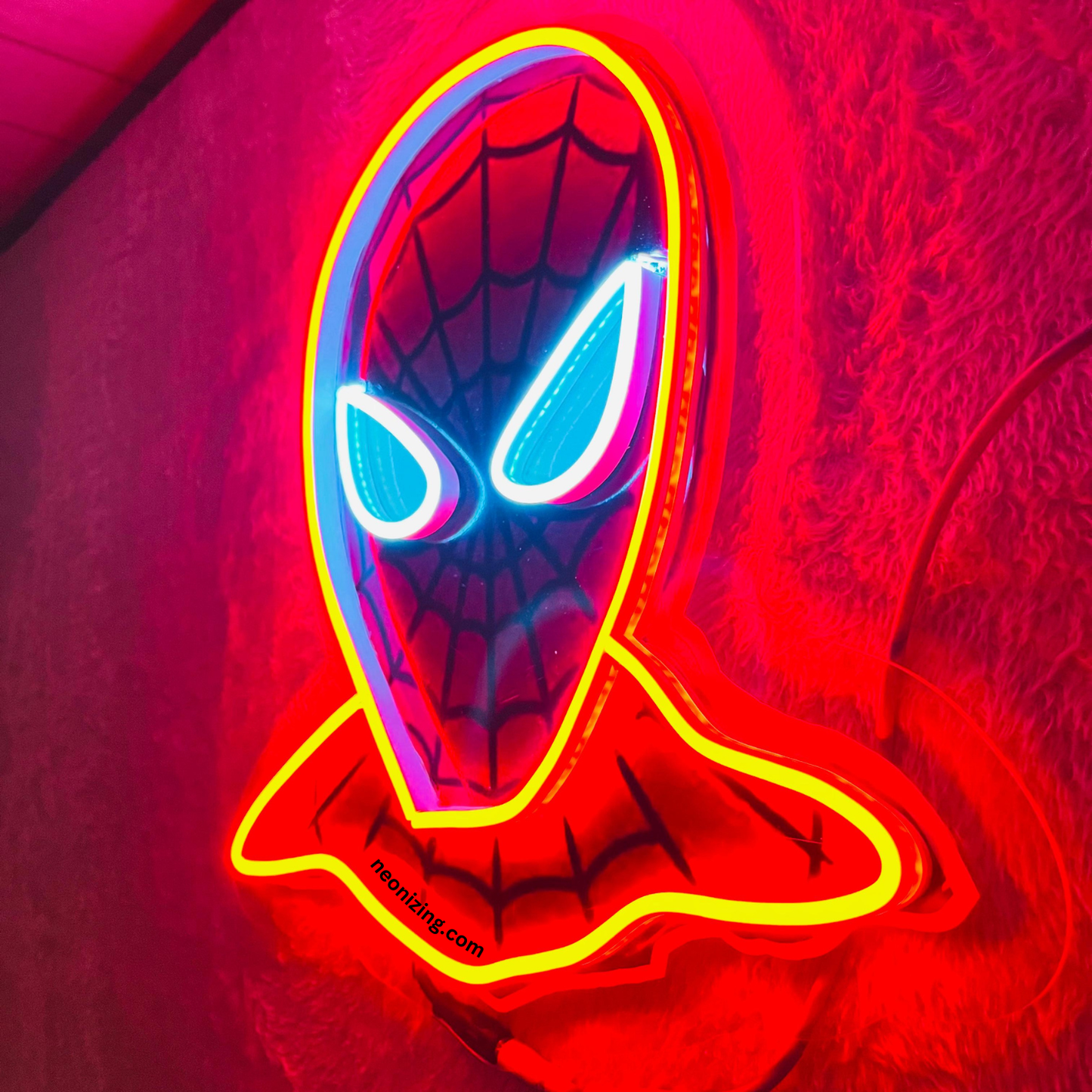 Spiderman Neon Artwork - Light Up Your Space with Web-Slinging Vibes!