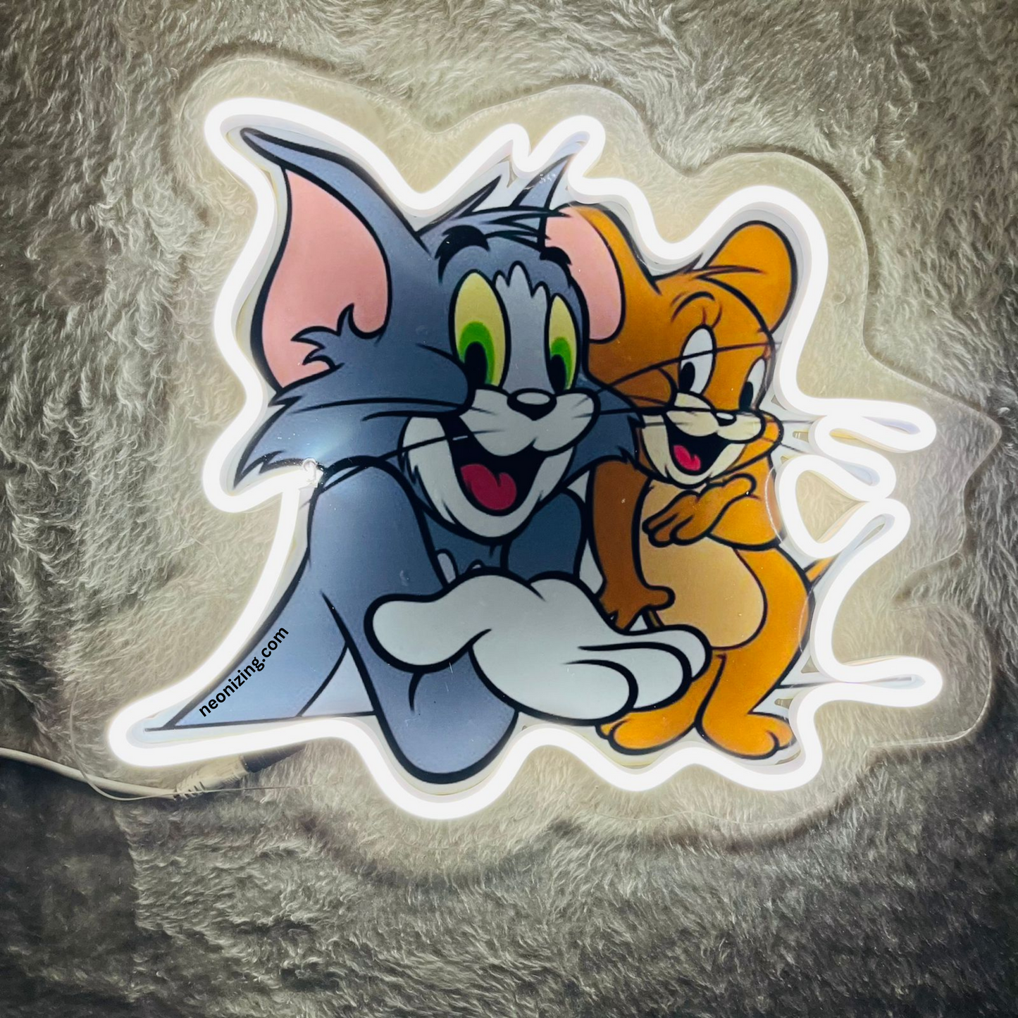 Tom and Jerry Neon Artwork - Relive Childhood Joy with Tom and Jerry Magic
