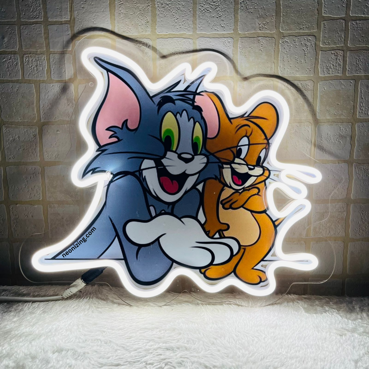 Tom and Jerry Neon Artwork - Relive Childhood Joy with Tom and Jerry Magic