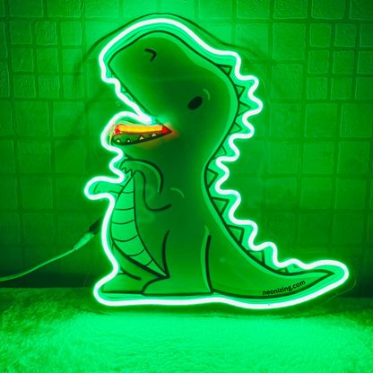 Dinosaur Neon Artwork - Glowing Fossil Friends