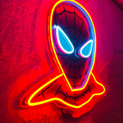 Spiderman Neon Artwork - Light Up Your Space with Web-Slinging Vibes!