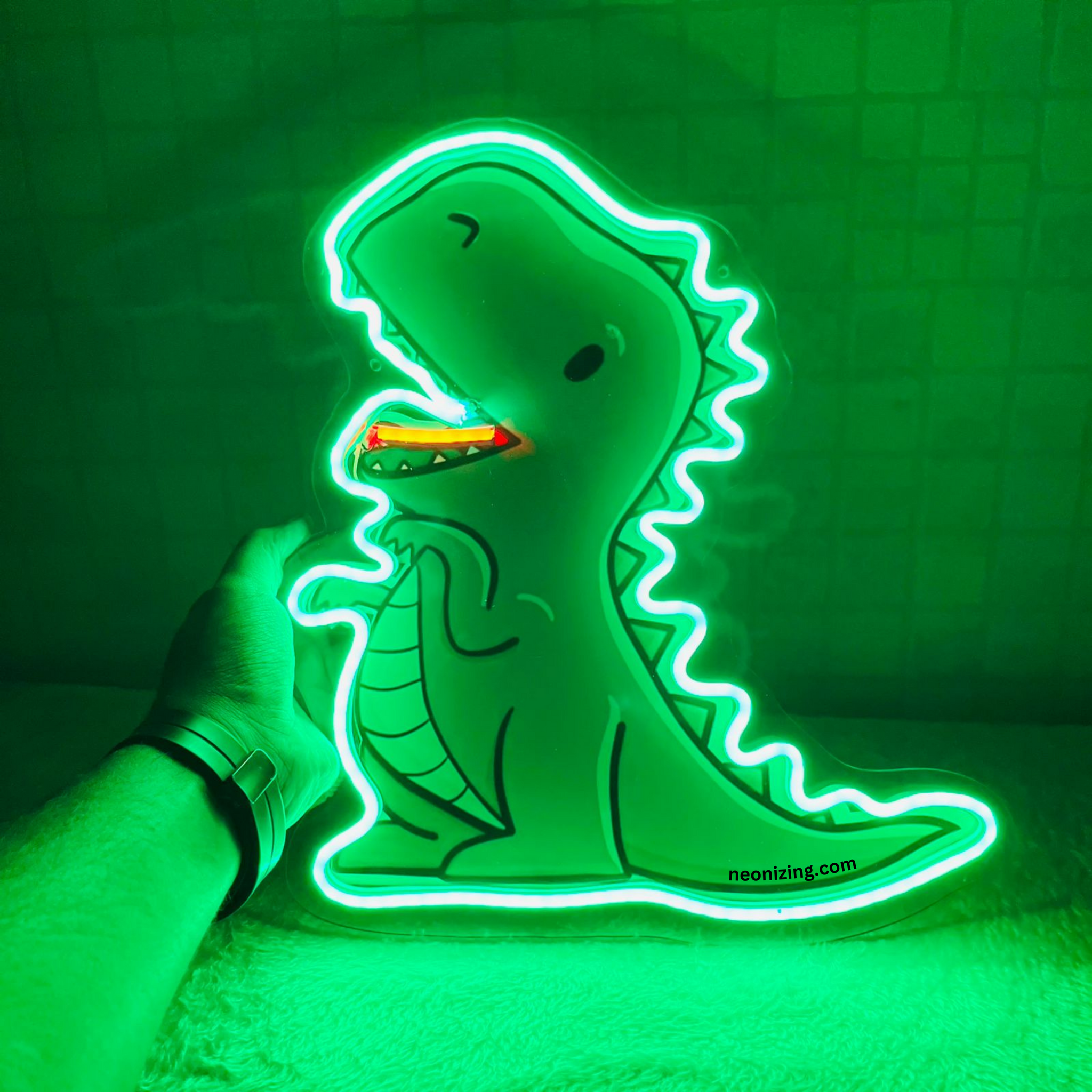 Dinosaur Neon Artwork - Glowing Fossil Friends