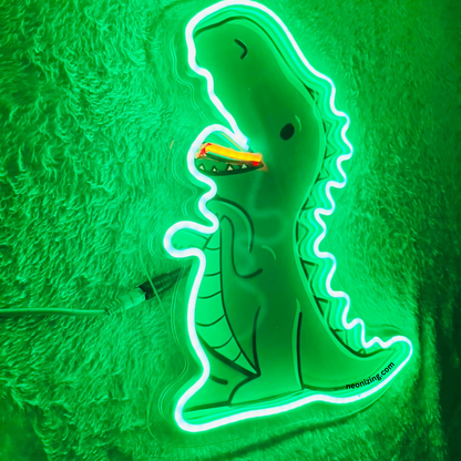 Dinosaur Neon Artwork - Glowing Fossil Friends