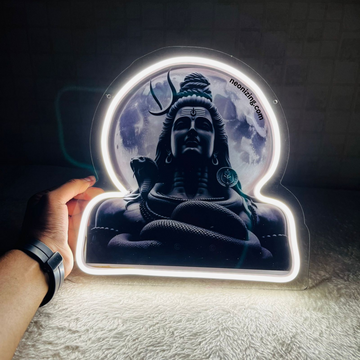 Adiyogi Mahadev Neon Artwork - Neon Glow of Spiritual Awakening