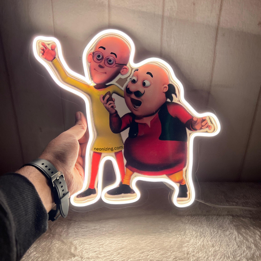 Motu Patlu Neon Artwork - Celebrate India’s Favorite Cartoon Duo!