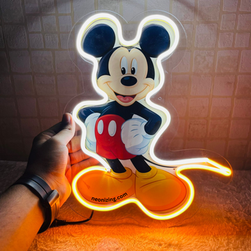Mickey Mouse Neon Artwork - Neon Glow of Childhood Memories