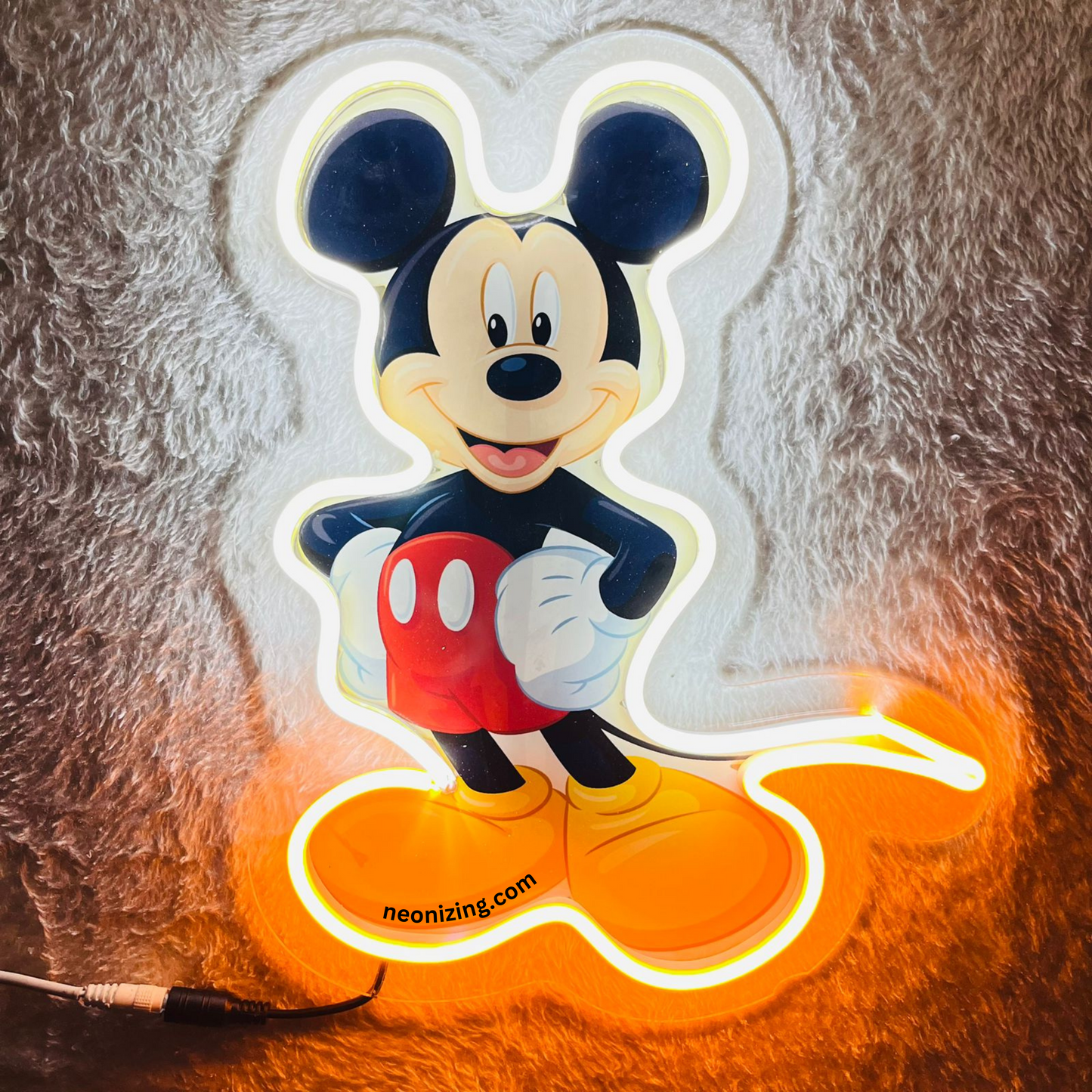 Mickey Mouse Neon Artwork - Neon Glow of Childhood Memories