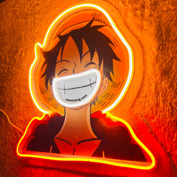 Luffy Neon Artwork - Neon Ensemble of Luffy's Spirit