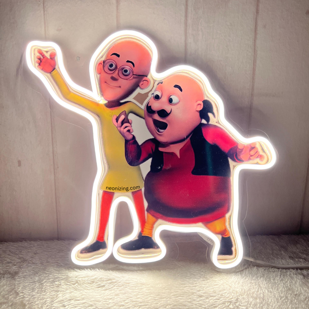 Motu Patlu Neon Artwork - Celebrate India’s Favorite Cartoon Duo!