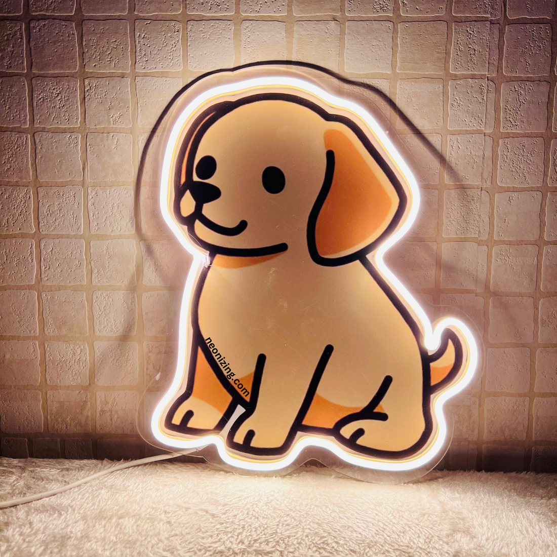 Cute Dog Neon Artwork - Pawsitively Adorable