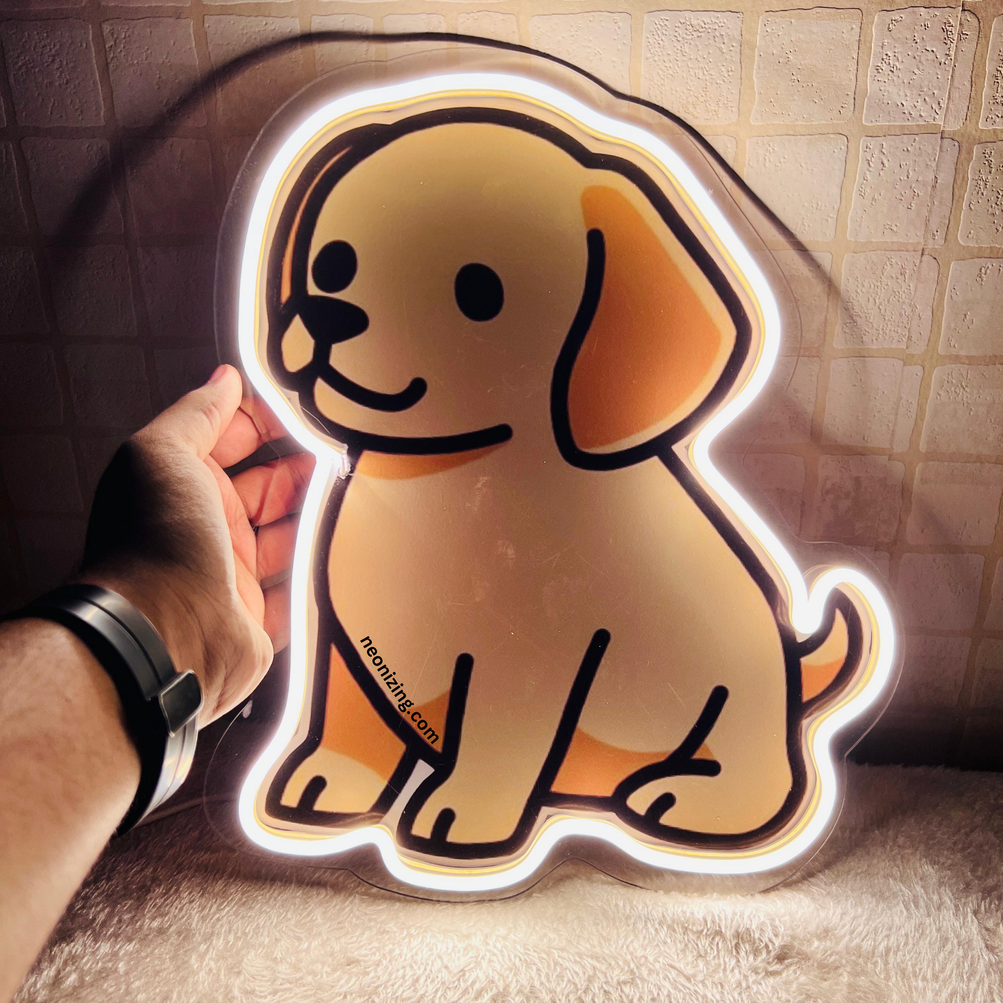 Cute Dog Neon Artwork - Pawsitively Adorable