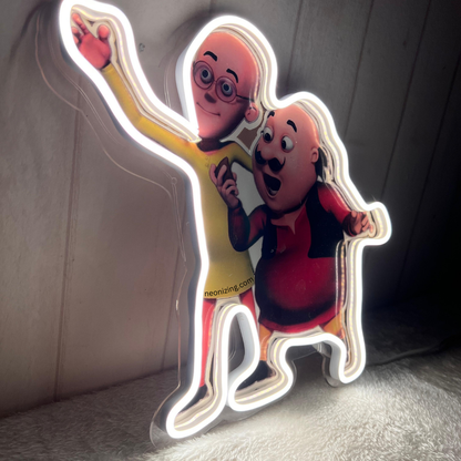 Motu Patlu Neon Artwork - Celebrate India’s Favorite Cartoon Duo!