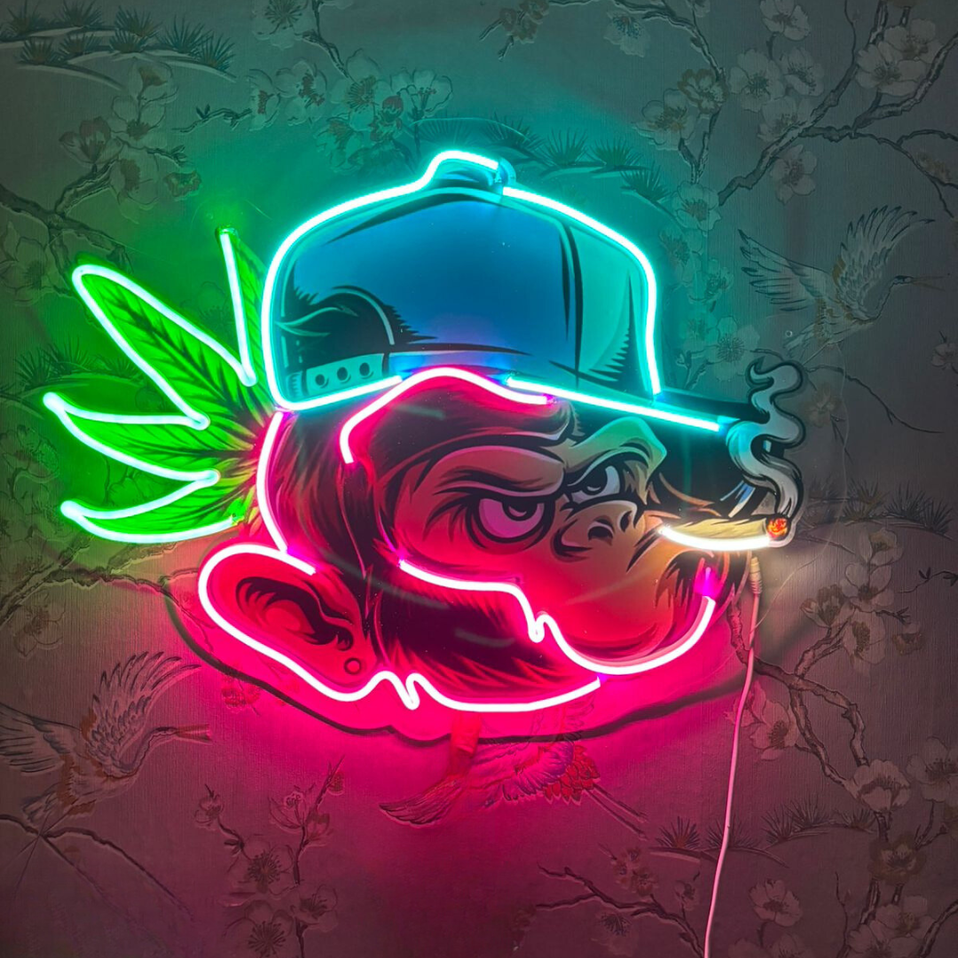 Tipsy Monkey Neon Artwork - Charmingly Drunk Monkey
