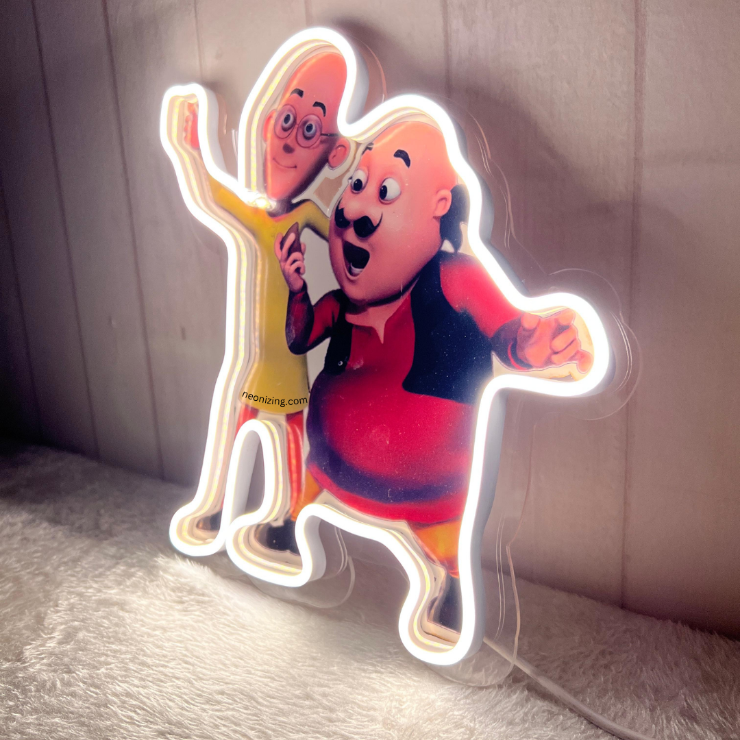 Motu Patlu Neon Artwork - Celebrate India’s Favorite Cartoon Duo!