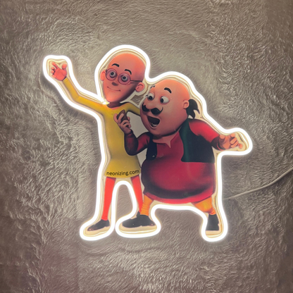 Motu Patlu Neon Artwork - Celebrate India’s Favorite Cartoon Duo!