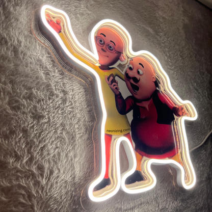 Motu Patlu Neon Artwork - Celebrate India’s Favorite Cartoon Duo!