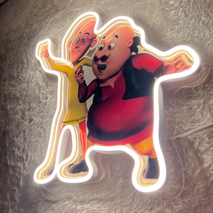 Motu Patlu Neon Artwork - Celebrate India’s Favorite Cartoon Duo!