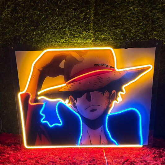 Luffy Neon Artwork - Heroic Glow