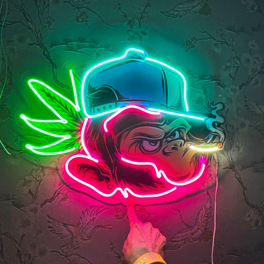 Tipsy Monkey Neon Artwork - Charmingly Drunk Monkey