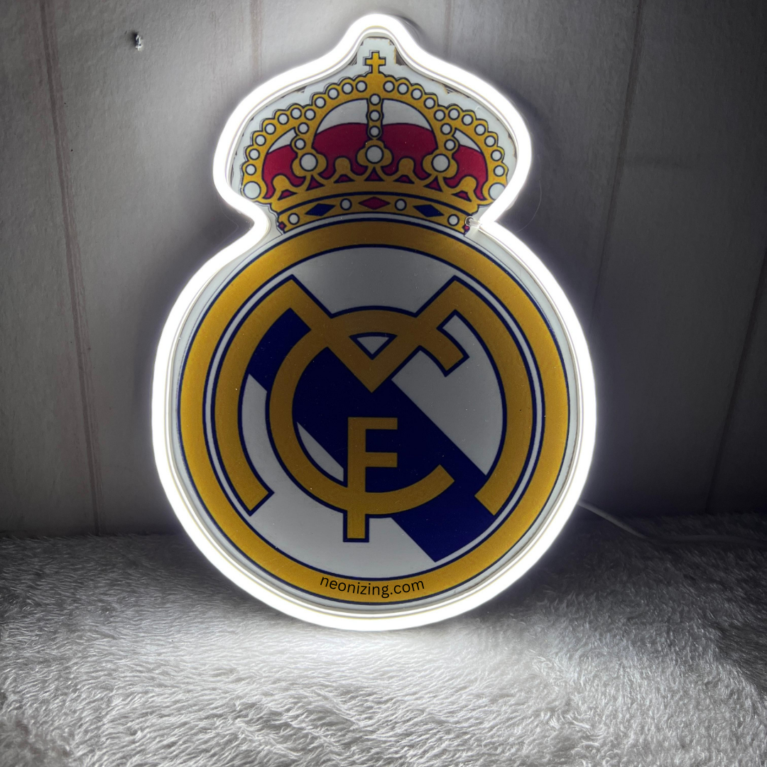 Real Madrid FC Logo Neon Artwork - Perfect for Your Fan Cave!