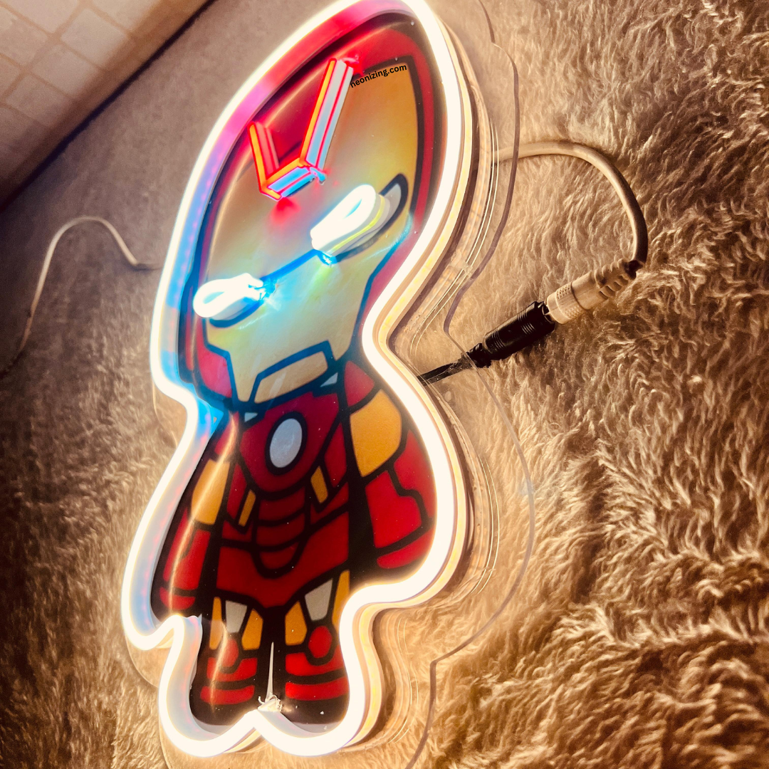 Iron Man Neon Artwork - Cheers to Superhero Wonders