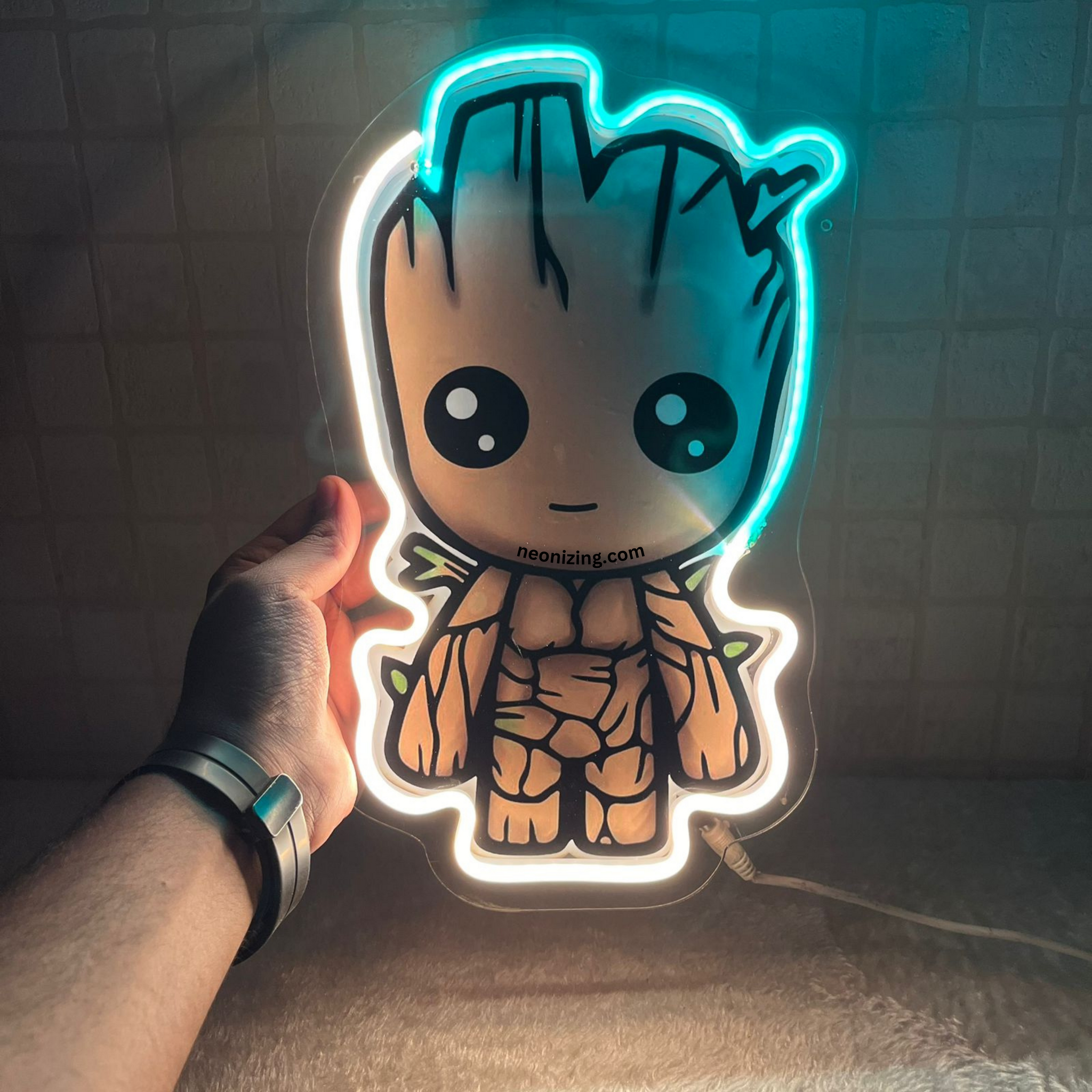 Groot Neon Artwork - Neon Artistry for Guardians