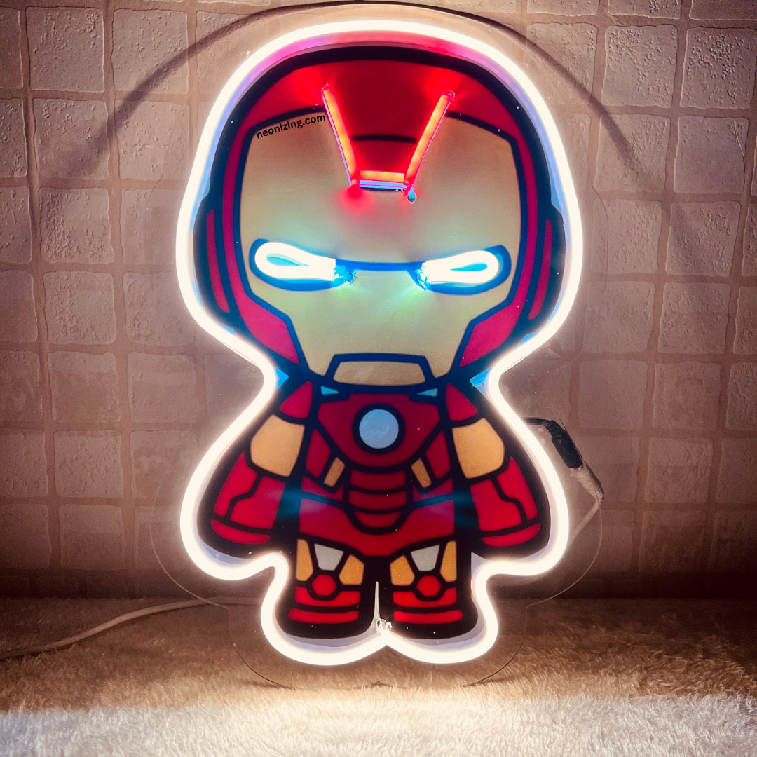 Iron Man Neon Artwork - Cheers to Superhero Wonders