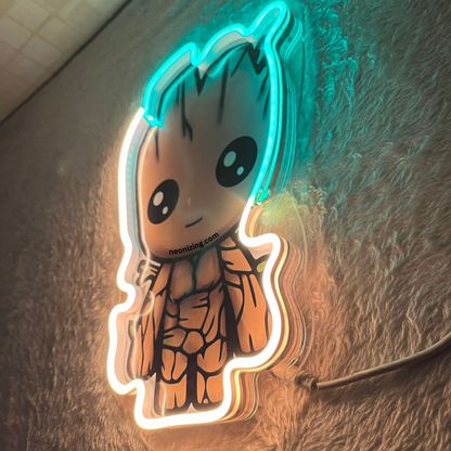 Groot Neon Artwork - Neon Artistry for Guardians