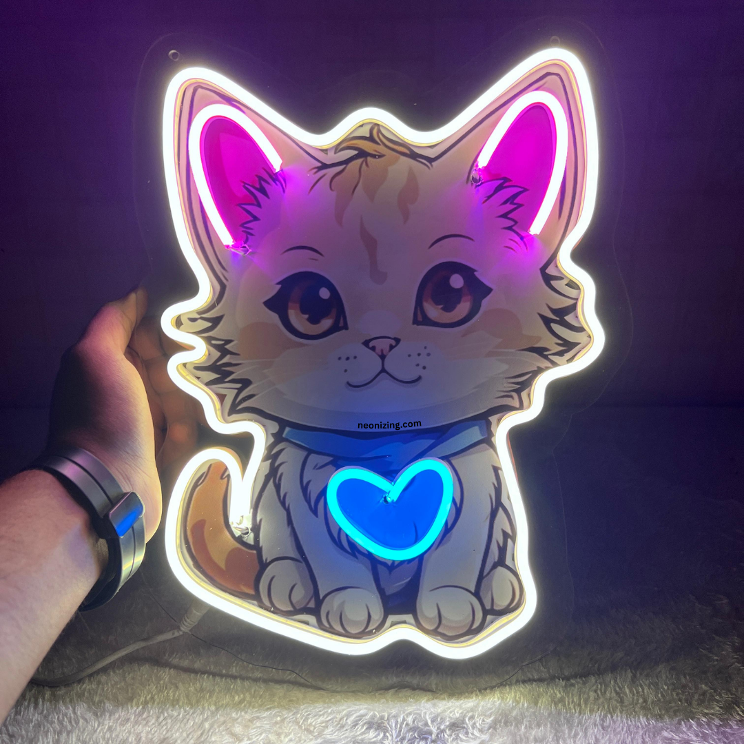 Cute Kitten Neon Artwork - Crown Your Space with Kitten's Glow