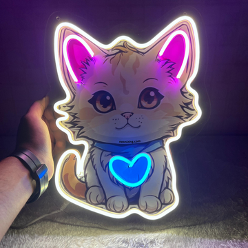 Cute Kitten Neon Artwork - Crown Your Space with Kitten's Glow