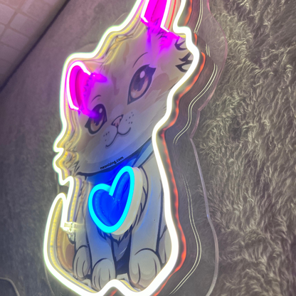 Cute Kitten Neon Artwork - Crown Your Space with Kitten's Glow