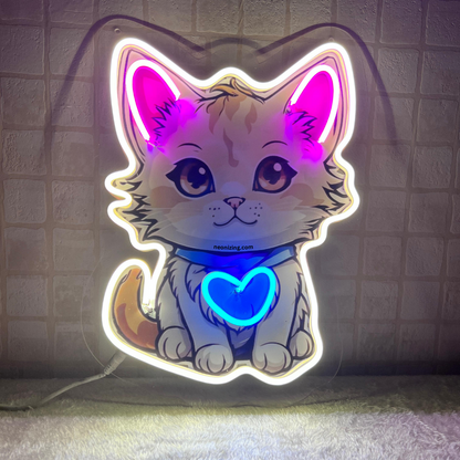 Cute Kitten Neon Artwork - Crown Your Space with Kitten's Glow