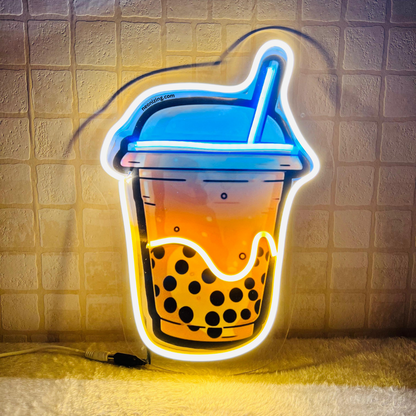 Boba Tea Neon Artwork - Illuminate Your Love for Tea