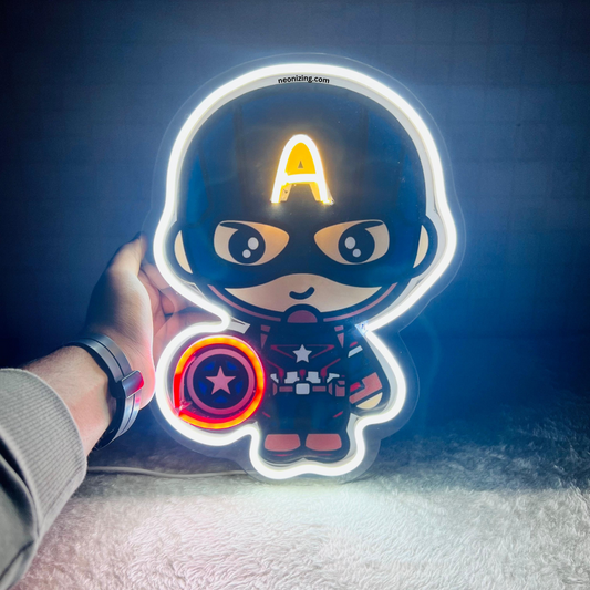Captain America Neon Artwork - Shield of Radiance