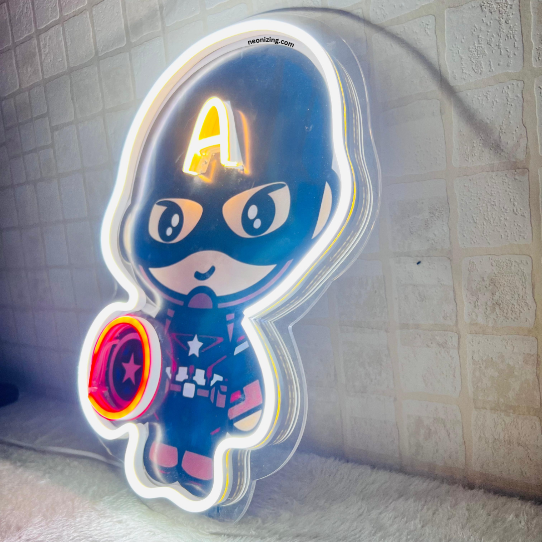 Captain America Neon Artwork - Shield of Radiance