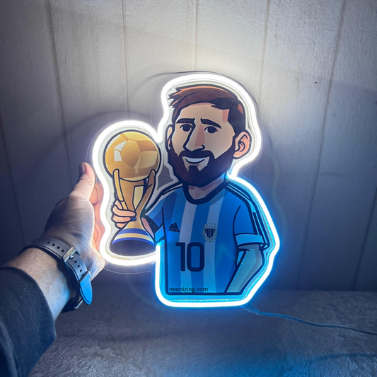 Lionel Messi Neon Artwork - Bring the GOAT to Life in Your Space!