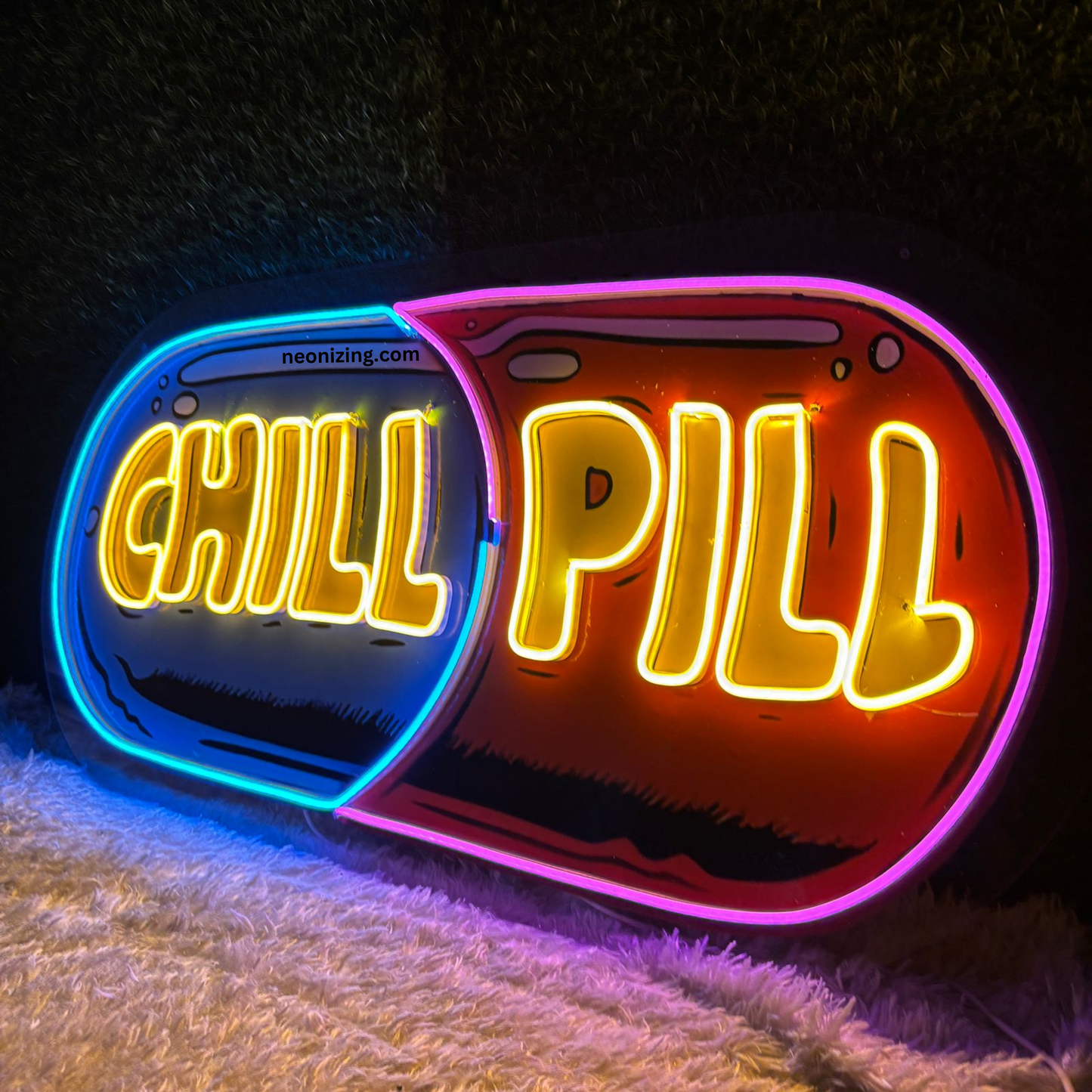 Chill Pill Neon Artwork - Neon Harmony for Relaxation