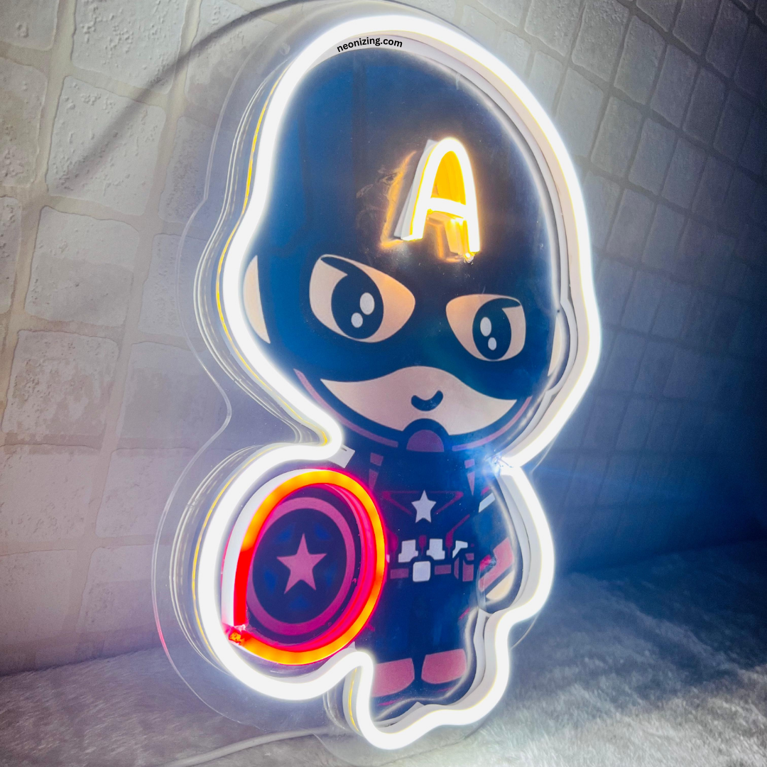 Captain America Neon Artwork - Shield of Radiance