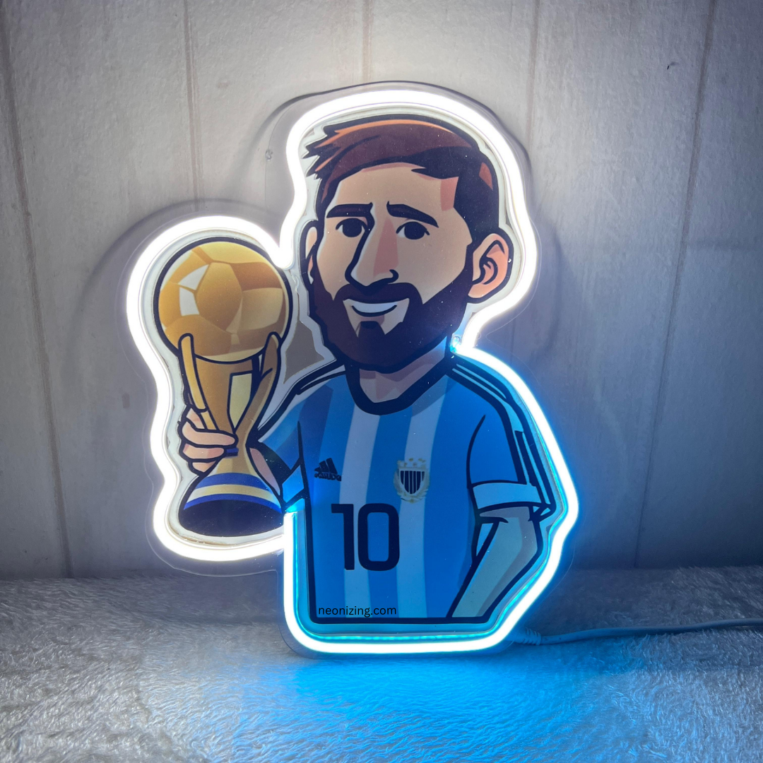 Lionel Messi Neon Artwork - Bring the GOAT to Life in Your Space!