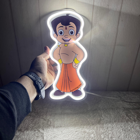 Chhota Bheem Neon Artwork - Perfect Decor for Little Adventurers!