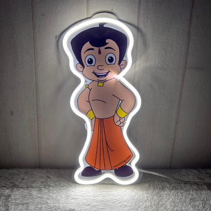 Chhota Bheem Neon Artwork - Perfect Decor for Little Adventurers!